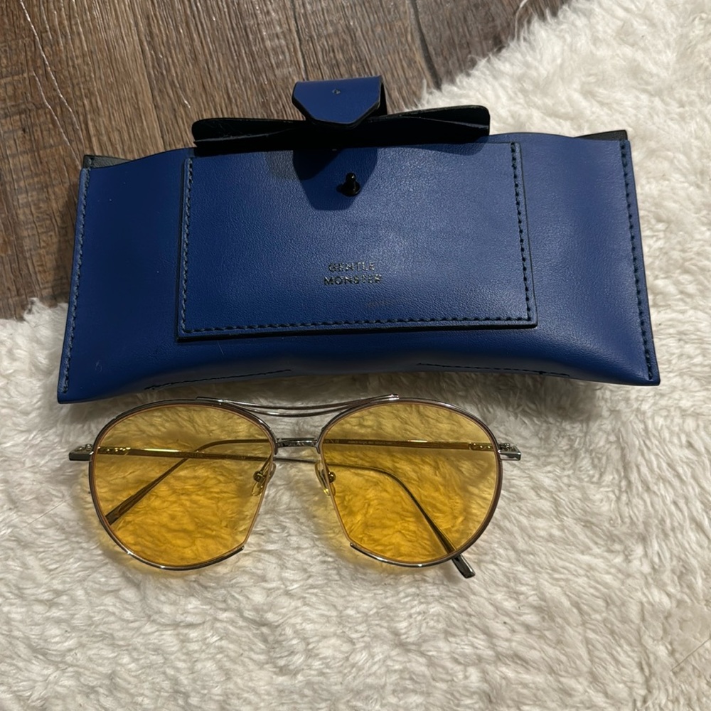 Gentle Monster Blue Case with Yellow Lens Sunglasses